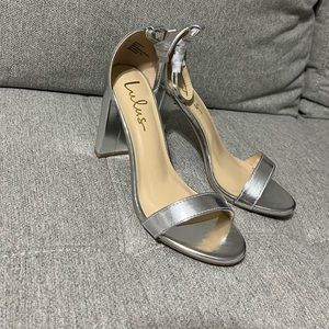 Metallic Silver Strappy Heels
